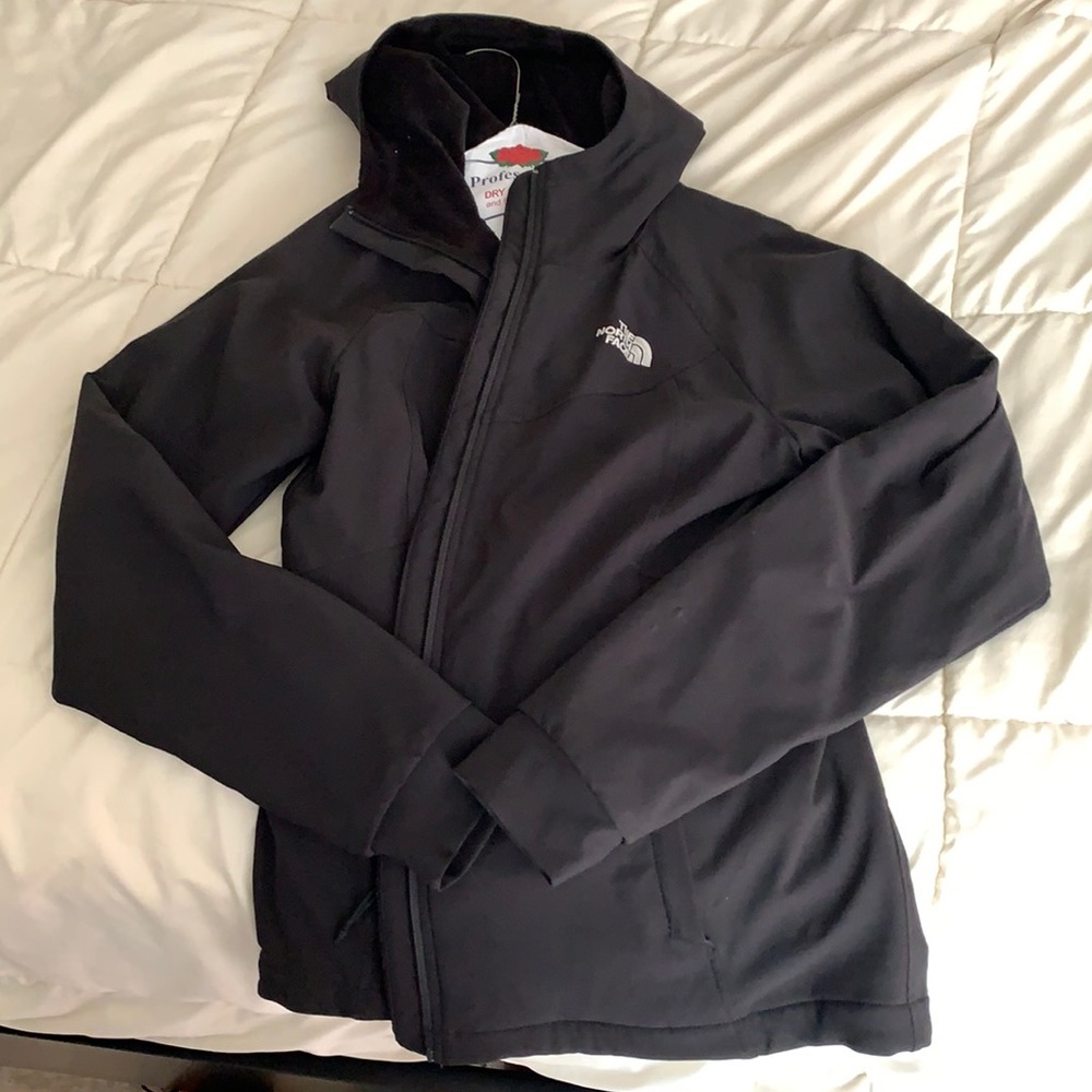 Black northface zip up fleece jacket